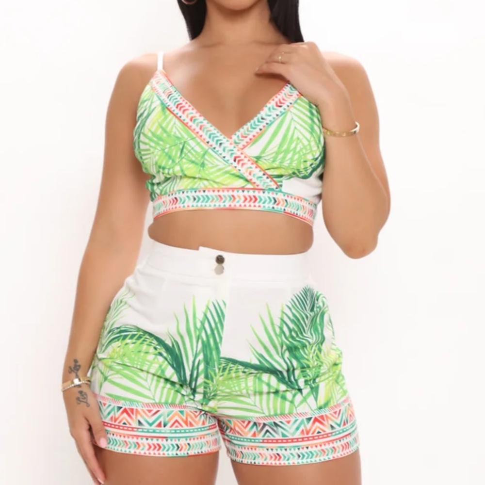 Palm Beach Short Set - Green/Combined